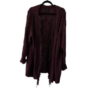 Lane Bryant 22/44 Deep Purple Shimmer Open Fringe Cardigan